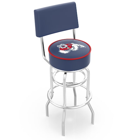 Holland Bar Stool Co 30" Chrome 2-Ring Fresno State Swivel Bar Stool, Back L7C430FresSt