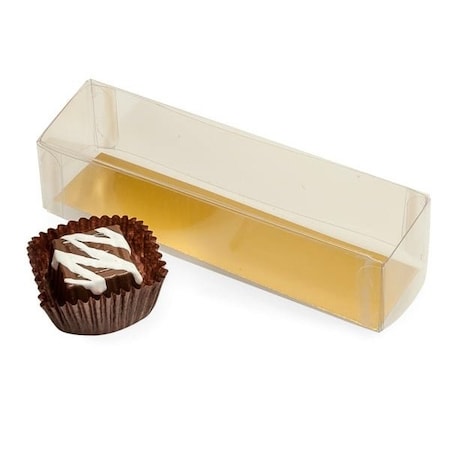 Nashville Wraps Clear 2 Piece Candy Box with Gold Bottom Insert, 3.5x1x1.25, 10PK T109