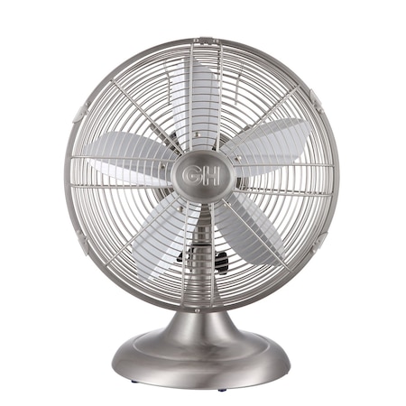 Good Housekeeping 12in Retro Table Fan in Brushed NIckel finish 92605