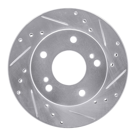 Dynamic Friction Co DFC Brake Rotor - Drilled and Slotted - Silver 631-67042R
