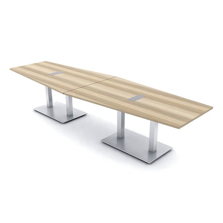 Skutchi Designs Hexagon Conference Table With Power, 48 in W, 144 in L, Brown HAR-HEX.IR-48X144-DOU-K525-ESIL