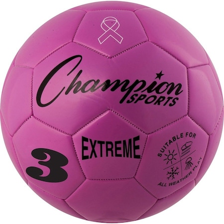 Champion Sports 7.25 in. Extreme Series Size 3 Soccer Ball, Pink EX3PK