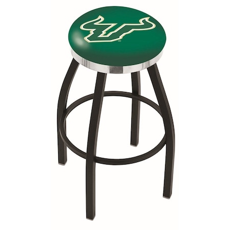 Holland Bar Stool Co 36" Blk Wrinkle South Florida Swivel Bar Stool, Chrome Ring L8B2C36SouFla