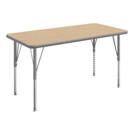 Flash Furniture Wren 48 in x 24 in Adjustable Height Activity Table, Thermal Laminate Top, Short Legs, Light Natural XU-A2448-REC-LTNAT-T-P-GG