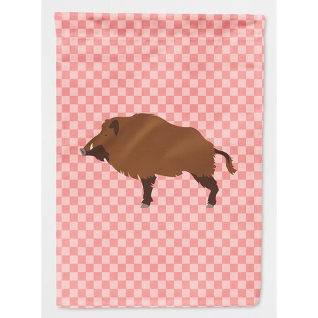 Carolines Treasures Wild Boar Pig Pink Check Garden Flag BB7936GF
