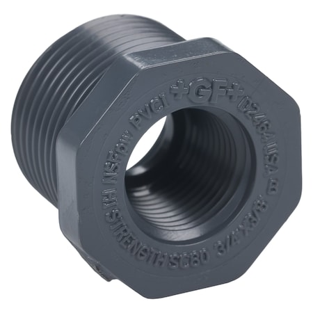 Zoro Select PVC Bushing, FNPT x FNPT, 3/4 in Pipe Size 839-099