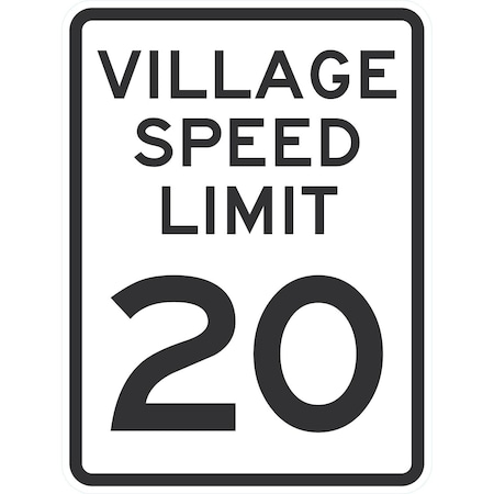 Lyle Village Speed Limit 20, 18x24, Non-Reflective, White G-11288-NA_18x24