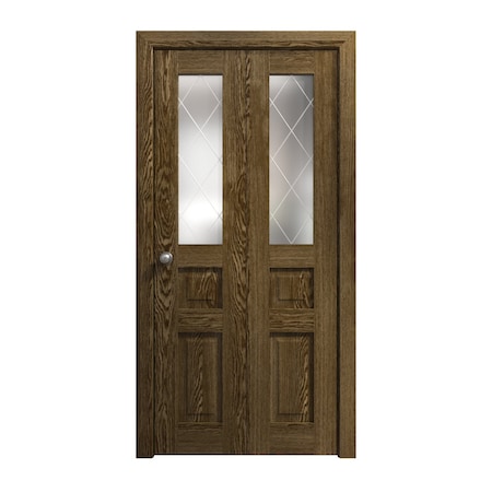 Sartodoors Sliding Closet Bi-fold Doors 60 x 84 inches, Ego 5011 Marble Oak, Sturdy Tracks Moldings Trims Har EGO5011BF-DMR-60x84 (2* 30x84)