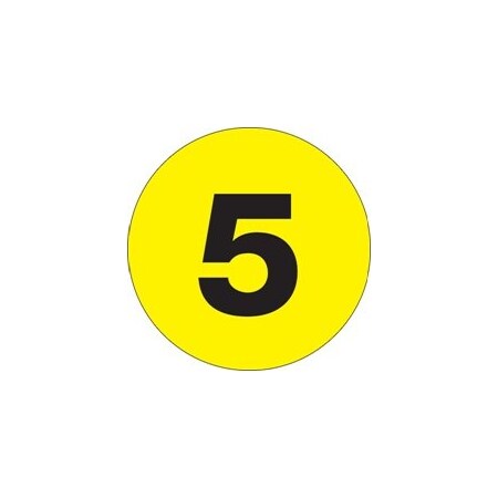 Bubblefast 3'' Circle - ''5'' Fluorescent Yellow Number Labels BFDL1345