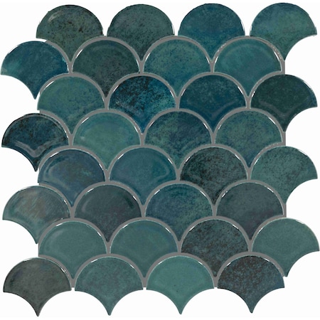 Daltile Miramo 3'' Ceramic Fan Wall Mosaic, 10PK MR48FAN3MBMSGL