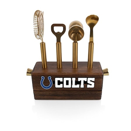 Picnic Time Family Of Brands NFL Indianapolis Colts Sidecar 5-Piece Bar Tool Set, (Acacia Wood) 672-05-508-147-2