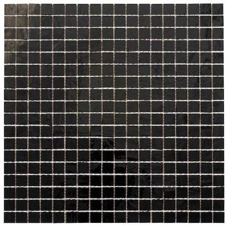 Apollo Tile Skosh 11.6 in. x 11.6 in. Glossy Black Glass Mosaic Wall and Floor Tile 18.69 sq. ft./case, 20PK APLNB88BK907A