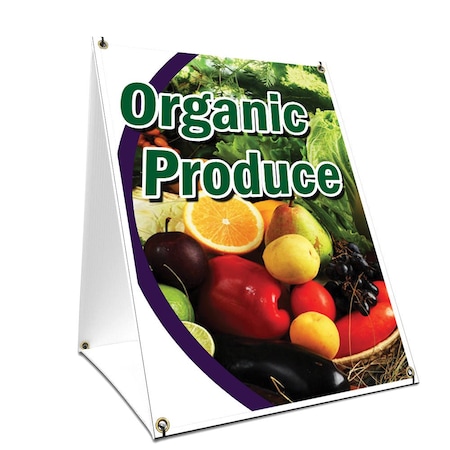 Signmission Organice Produce, 36 Inch x 24 Inch A-frame Yard Sign, Plastic Sign SBC-2436-Organice Produce