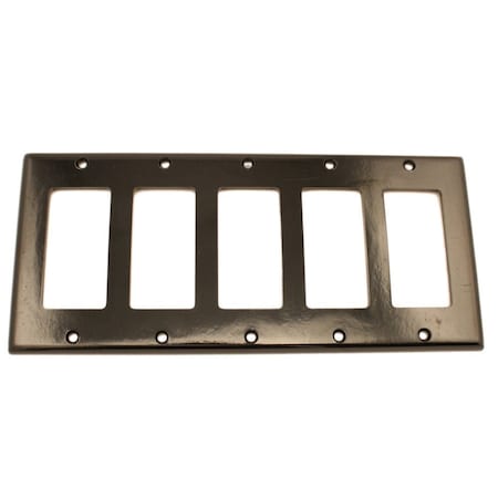 Leviton Decora Wallplate, Standard Size, Gang 5, Black 80423-E