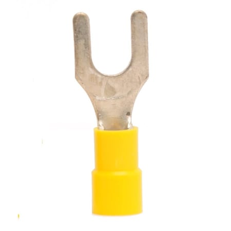 Hillsdale Terminal Fork Terminal, 1/4 in Stud Size, 10 AWG, 600 V, Vinyl Insulated, 500 PK 50234