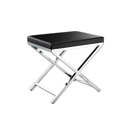 Homeroots 21" Black and Silver Faux Leather Vanity Chair 554177