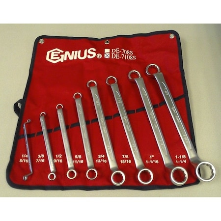 Genius Tools 8PC SAE Double Ended Offset Ring Wrench Set DE-7108S