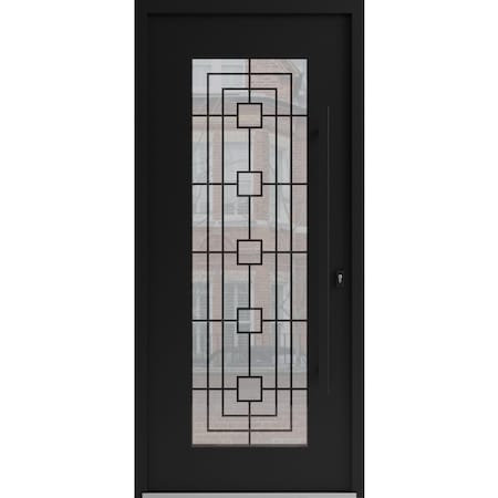Vdomdoors Aluminum Door Iron 1688 Black Entry Steel Metal Classic Painted 36 x 80 (36 x 80)-Left Inswing IRON1688EXD-BLK-W36xH80-LH-I
