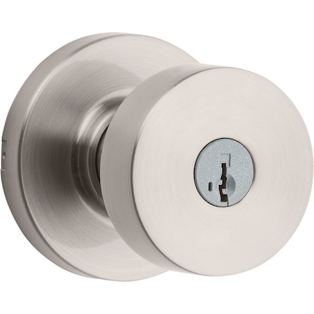 Kwikset Pismo Contemporary Satin Nickel Entry Knob with Smart Key 740PSK 15 SMT CP K4
