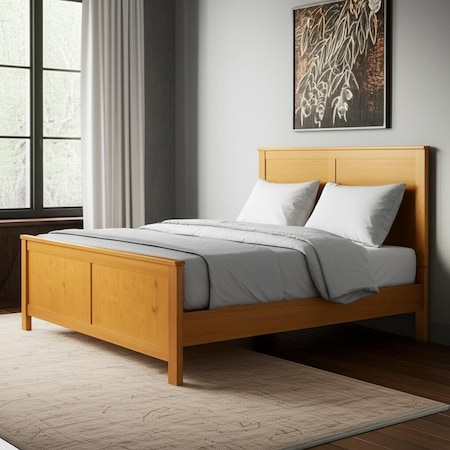 Homeroots Brown Inlaid Panels Solid Wood King Bed Frame 523665