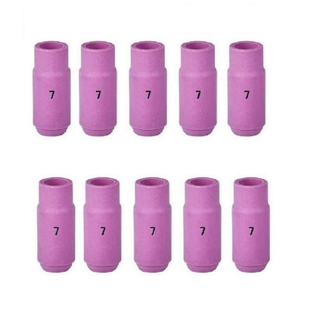 Star Tech Weld TIG Ceramic Cup #7, 7/16in Alumina Nozzle Fit Tig 17, 18, 26, 10PK 10N47