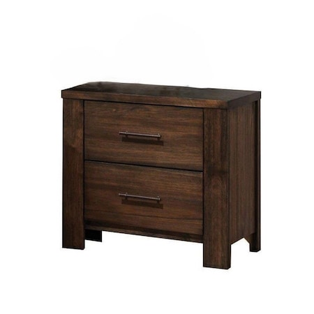 Homeroots 25" Brown Wood Two Drawer Nightstand 374190
