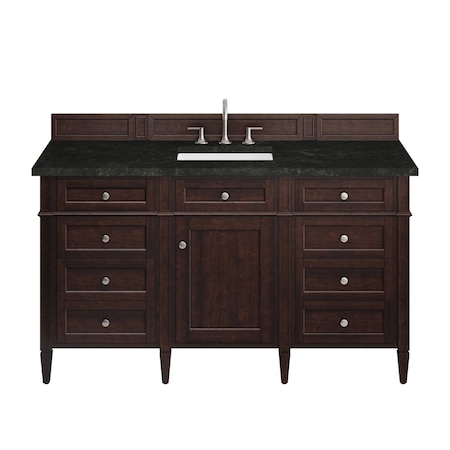James Martin Vanities Brittany 60" Single Vanity, Burnished Mahogany, w/ 3 CM Phantome Eclos Top 650-V60S-BNM-3PHT