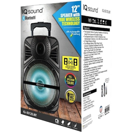Supersonic IQSound 12in Portabl BT DJ Spkr IQ5012DJBT