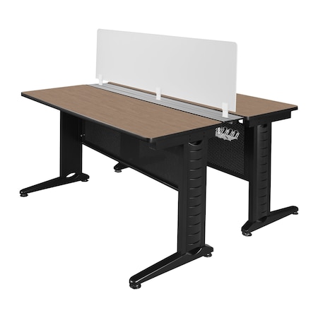 Regency Fusion 2 Person Bench Workstation W/ Privacy Panel, 48 in W X Wood, Metal, Noble Oak MFBPD4858NO