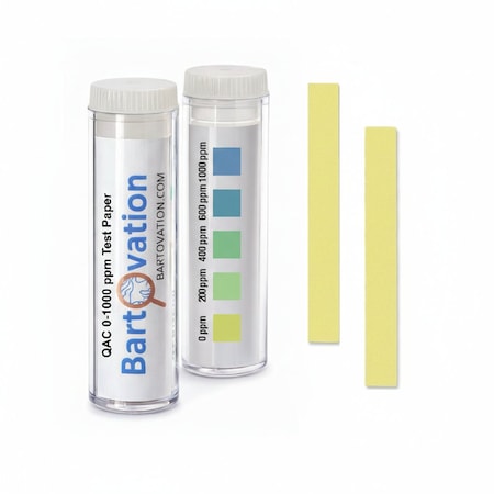 Bartovation Quaternary Ammonium (QAC, Multi Quat) Test Paper, 0-1000 ppm, Vial of 100 Paper Strips PQT06V100