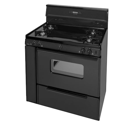 Premier Gas Range, Four 9100 BTU Open Burners, 36 inW x 46 inH x 26 inD, 3.91 cu. Ft., Black 805755
