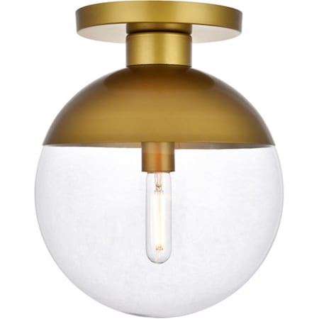 Cling Eclipse 1 Light Flush Mount Ceiling Light with Clear Glass, Brass CL2952159
