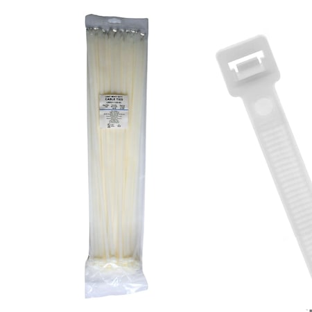 Cable Ties Unlimited Cable Tie, 21 in L, 120 lb Strength, 6.1 in Max Bundle Dia, Nylon 6/6, Natural, 100PK LHD21-120-9C