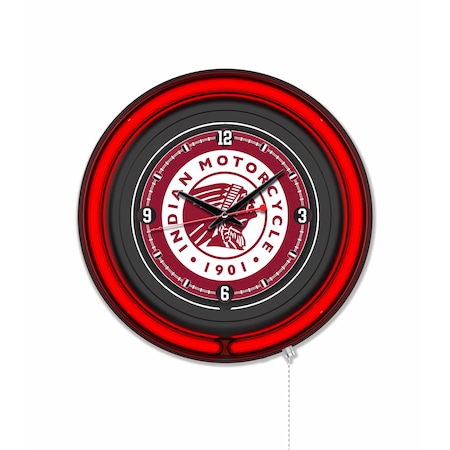 Holland Bar Stool Indian Motorcycle 15 Double Neon Wall Clock Clk15BK