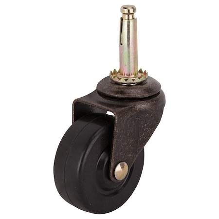 Prosource Swivel Caster, 2 in Dia Wheel, 2 in W Wheel, Rubber Wheel, Black, 90 lb, Steel Housing Material JC-D08-PS
