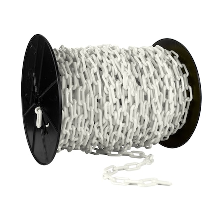 Mr. Chain 1.5" x 200' White Plastic Safety Chain - Reel 30101