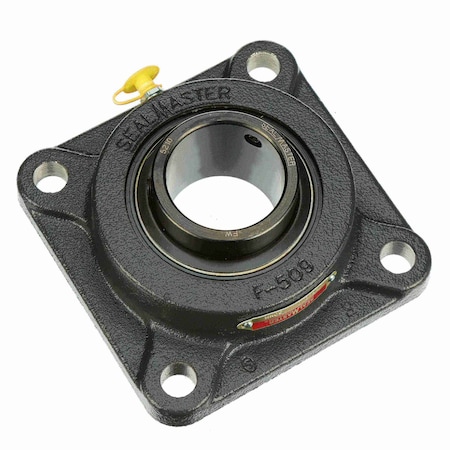 Sealmaster Mounted Cast Iron Four Bolt Flange Ball Bearing - 52100 Bearing Steel, Black Oxided - Setscrew Lock SF-210