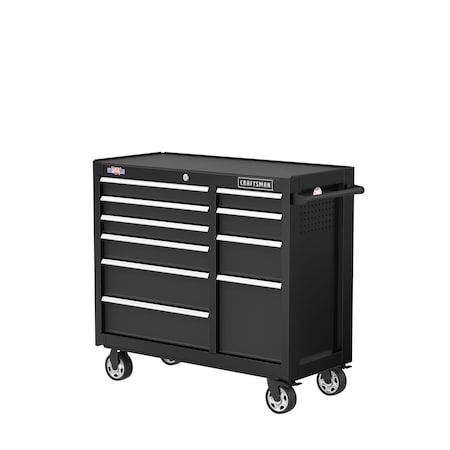 Craftsman S2000 Rolling Tool Cabinet, 10 Drawer, Black, Steel, 41 in W x 18 in D x 37-1/2 in H CMST98270BK
