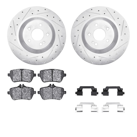 Dynamic Friction Co DFC Rotors-Drilled & Slotted-Silver w/ EURO 5000 Ceramic Brake Pads Incl Hdw 7612-63074