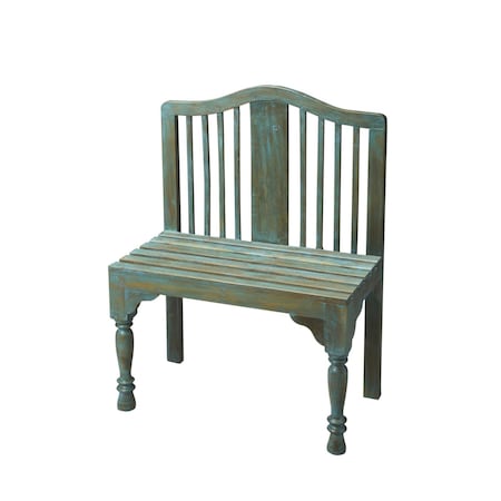 Homeroots 30in Blue Solid Wood Garden Patio Bench 389166