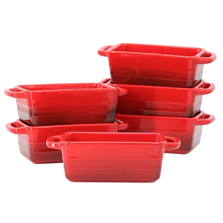 Crock-Pot Crock Pot Appleton 6 Piece 12 Ounce Stoneware Mini Loaf Pan Baker Set in Gradient Red 139398.01