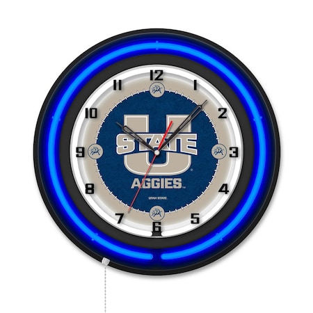 Holland Bar Stool Utah State University 19 Double Neon Wall Clock Clk19BK