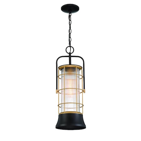 Eurofase Rivamar Traditional Incadescent Outdoor Pendant, 1-Light, Cylinder, Dimmable, Bronze/Gold/Glass 44266-011