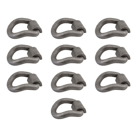 Mytee Products 1in Bent Forged D-Ring w/Weld On Clip, WLL# 15,600 lbs, 10PK D-Ring01-W-Bentx10