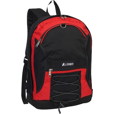 Everest Trading <li>Two-tone backpack. Dual side mesh pockets  front bungee strap and key ring.<li>Dimensions: 17 W 3045SH-RD