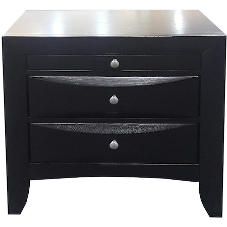 Homeroots 25" Black Solid Wood Three Drawer Nightstand 286488
