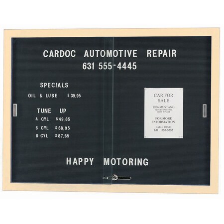 Aarco Enclosed Directory Board w/ Al Frame Sliding Doors, Black Felt, Powder Coated Ivory, 36''Hx48''W SDC3648IV