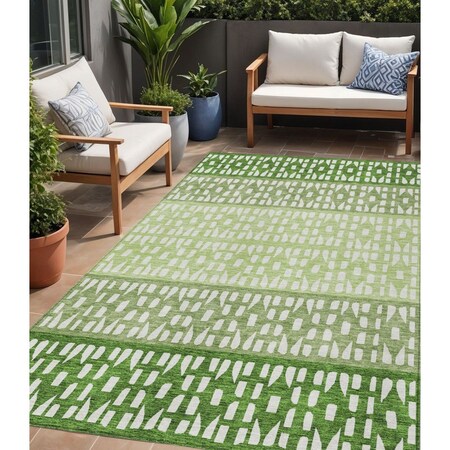 Homeroots 5' X 8' Green Sage And Ivory Geometric Washable Indoor Outdoor Area Rug 613844