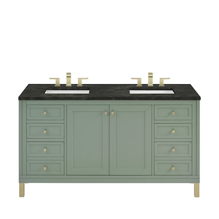James Martin Vanities Chicago 60" Double Vanity, Smokey Celadon, w/ 3 CM Phantome Eclos Top 503-V60D-SC-3PHT