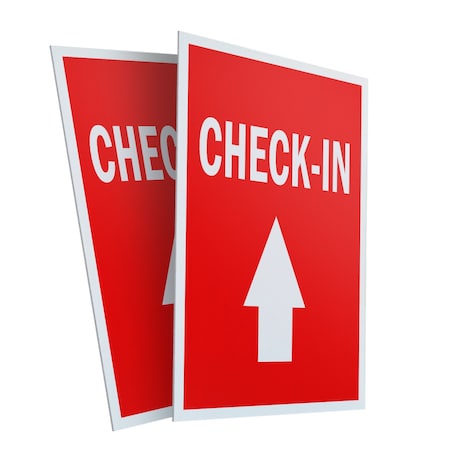 Signmission Check-in With Up Arrow, Plastic Signs Only 24 Inch x 36 Inch, Corrugated Plastic, 2PK CSB-2436-2PACK-Check-in With Up Arrow